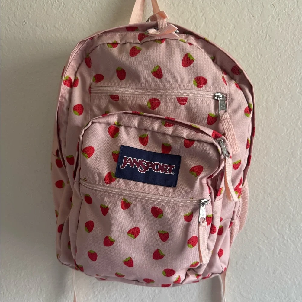 Jansport Pink Backpack with Strawberry Print & lunchbox